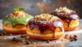 Four fresh donuts on each other Royalty Free Stock Photo