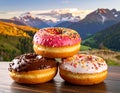 Four fresh donuts on each other Royalty Free Stock Photo