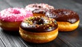 Four fresh donuts on each other Royalty Free Stock Photo