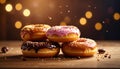 Four fresh donuts on each other Royalty Free Stock Photo