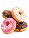 Four fresh donuts on each other Royalty Free Stock Photo