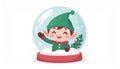 Happy Christmas Elf in Snow Globe Royalty Free Stock Photo