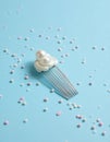 Minimal Elegant Pearl Hair Comb in Pastel Blue Setting Royalty Free Stock Photo
