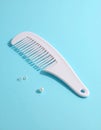 Minimal Elegant Pearl Hair Comb in Pastel Blue Setting Royalty Free Stock Photo