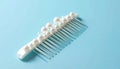 Minimal Elegant Pearl Hair Comb in Pastel Blue Setting Royalty Free Stock Photo