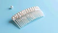 Minimal Elegant Pearl Hair Comb in Pastel Blue Setting Royalty Free Stock Photo