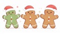Cute Christmas Gingerbread Man Characters with Santa Hats Royalty Free Stock Photo