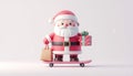 Santa Claus on Skateboard with Gifts and Shopping Bag Royalty Free Stock Photo