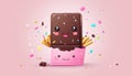 Kawaii Chocolate Bar Character with Sprinkles and Candy Royalty Free Stock Photo