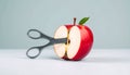 Scissors in the apple Royalty Free Stock Photo