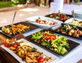 Various Mediterranean dishes and salads at Palma De Mallorca\'s restaurants Royalty Free Stock Photo