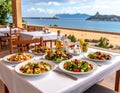 Various Mediterranean dishes and salads at Palma De Mallorca\'s restaurants Royalty Free Stock Photo