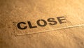 Stamped CLOSE Text on Rough Kraft Paper Natural Texture Royalty Free Stock Photo