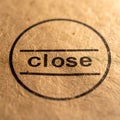 Stamped CLOSE Text on Rough Kraft Paper Natural Texture Royalty Free Stock Photo