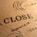 Stamped CLOSE Text on Rough Kraft Paper Natural Texture Royalty Free Stock Photo