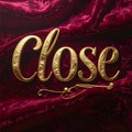 Gold Embossed CLOSE Text on Deep Burgundy Velvet Texture Royalty Free Stock Photo