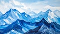 Blue mountains, close-up fragment, abstract background, acrylic hand painted background Royalty Free Stock Photo