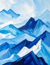 Blue mountains, close-up fragment, abstract background, acrylic hand painted background Royalty Free Stock Photo