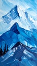 Blue mountains, close-up fragment, abstract background, acrylic hand painted background Royalty Free Stock Photo