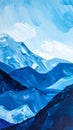 Blue mountains, close-up fragment, abstract background, acrylic hand painted background Royalty Free Stock Photo