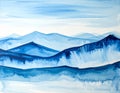 Blue mountains, close-up fragment, abstract background, acrylic hand painted background Royalty Free Stock Photo