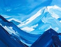 Blue mountains, close-up fragment, abstract background, acrylic hand painted background Royalty Free Stock Photo