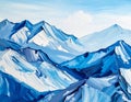 Blue mountains, close-up fragment, abstract background, acrylic hand painted background Royalty Free Stock Photo
