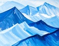 Blue mountains, close-up fragment, abstract background, acrylic hand painted background Royalty Free Stock Photo