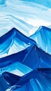 Blue mountains, close-up fragment, abstract background, acrylic hand painted background Royalty Free Stock Photo