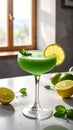 Green healthy cocktail with lemon Royalty Free Stock Photo