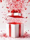 Gift Box with Exploding Confetti Royalty Free Stock Photo