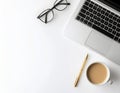 Minimalist Workspace with Coffee and Laptop Royalty Free Stock Photo
