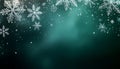 Elegant Teal Winter Background with Sparkling Snowflakes Royalty Free Stock Photo