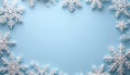 Winter Snowflake Frame on Light Blue Background with Copy Space Royalty Free Stock Photo