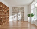 Minimalist Interior with Bookshelf and Plants Royalty Free Stock Photo