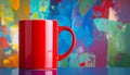 Red Mug On Colorful Background - Vector Illustration Royalty Free Stock Photo
