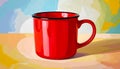 Red Mug On Colorful Background - Vector Illustration Royalty Free Stock Photo