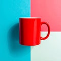 Red Mug On Colorful Background - Vector Illustration Royalty Free Stock Photo