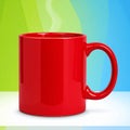 Red Mug On Colorful Background - Vector Illustration Royalty Free Stock Photo