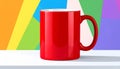 Red Mug On Colorful Background - Vector Illustration Royalty Free Stock Photo