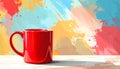 Red Mug On Colorful Background - Vector Illustration Royalty Free Stock Photo