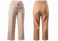 Corduroy pants in light beige, front and back view. Royalty Free Stock Photo