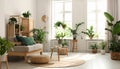 Stylish room interior with green home plants Royalty Free Stock Photo