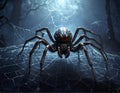 Illustration of spooky spider on web Royalty Free Stock Photo