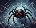 Illustration of spooky spider on web Royalty Free Stock Photo