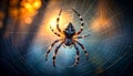 Illustration of spooky spider on web Royalty Free Stock Photo