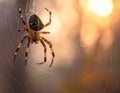 Illustration of spooky spider on web Royalty Free Stock Photo
