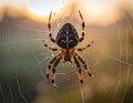 Illustration of spooky spider on web Royalty Free Stock Photo