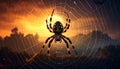 Illustration of spooky spider on web Royalty Free Stock Photo