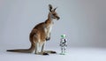 Tiny Robot and Kangaroo Royalty Free Stock Photo